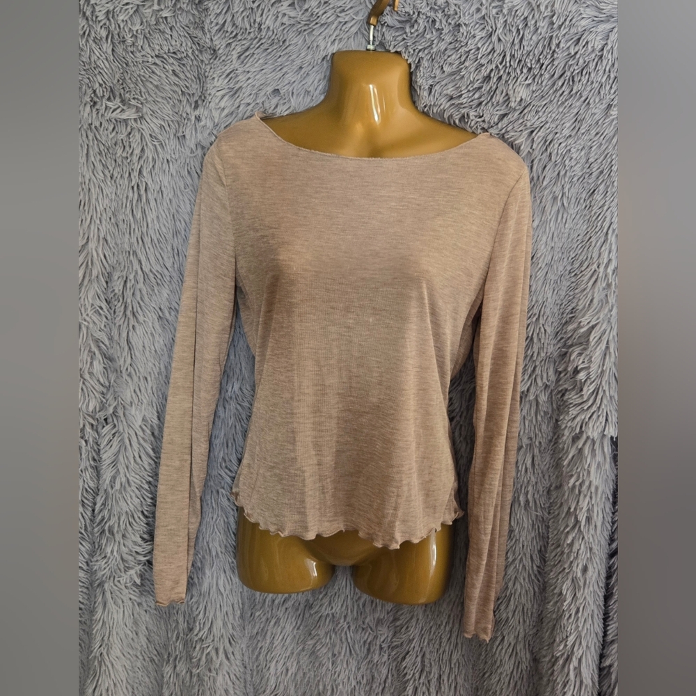 Beige Sheer Long Sleeve Top
